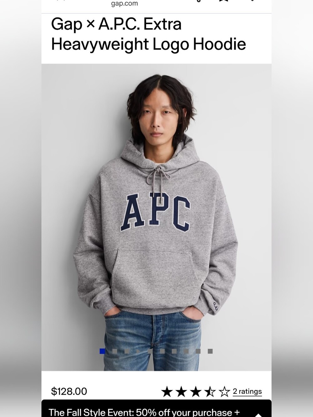 GAP Gray APC Logo Heavyweight Hoodie